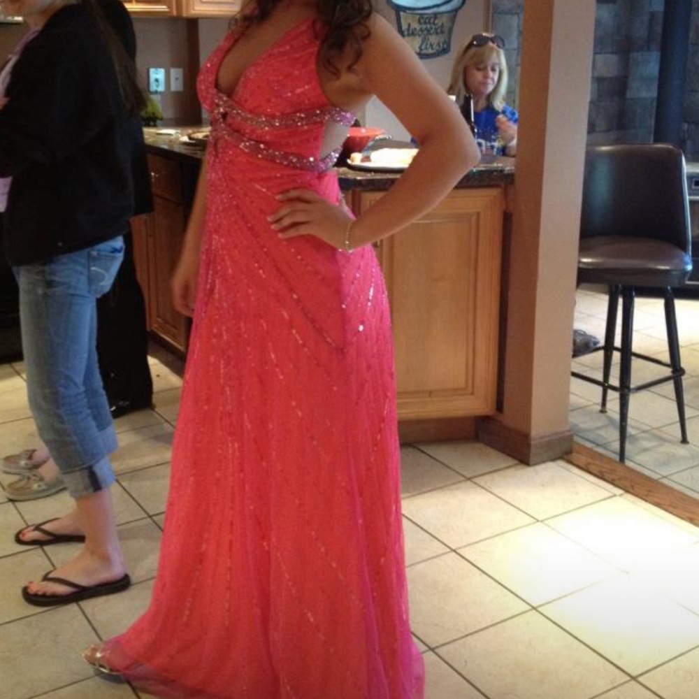 Pink sparkly prom gown
